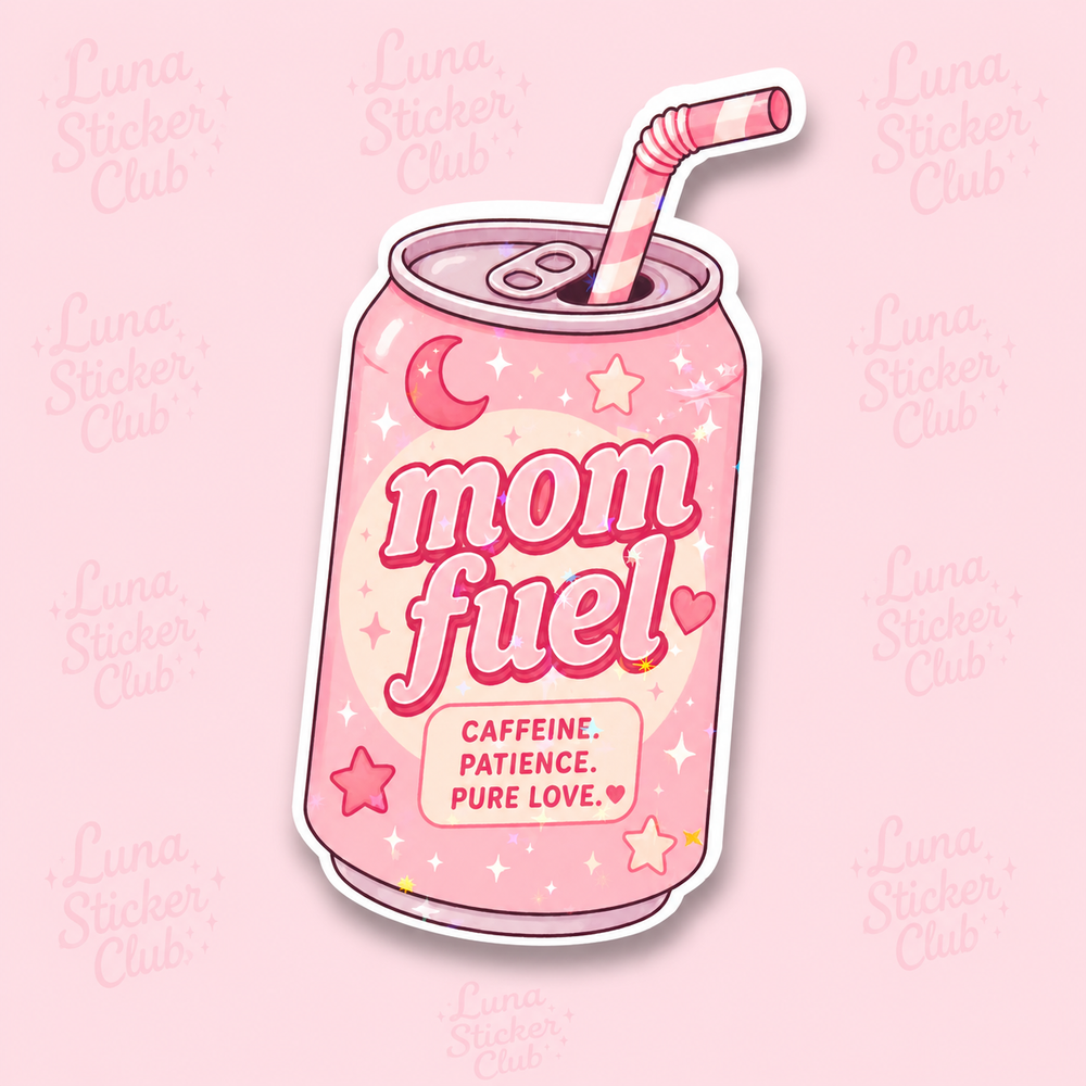 ✨ Mom Fuel Holographic Glossy Die Cut Sticker | Cute Mom Sticker